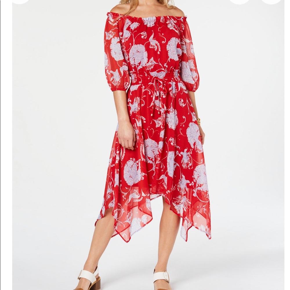 NWOT TOMMY HILFIGER Women’s Off the Shoulder Floral Midi Sheath Dress